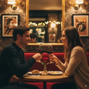 Romantic dinner for couples in Paris café