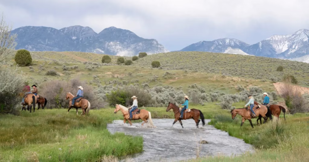 Horseback riders in Orkhon Valley during Mongolia adventure travel.