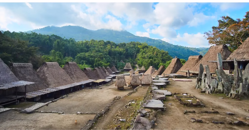 Traditional Ngada houses in Bena Village surrounded by Flores highlands
