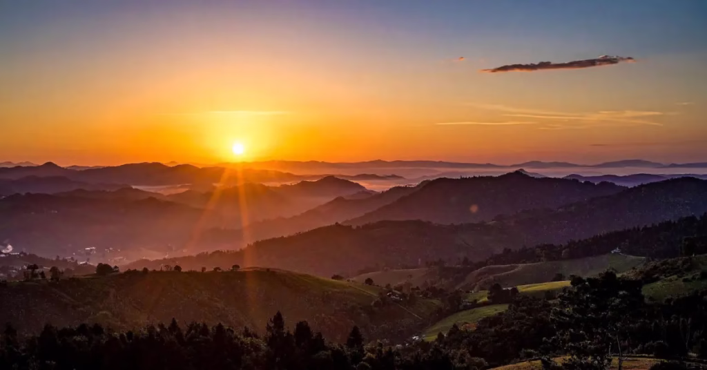 Early morning sunlight illuminating