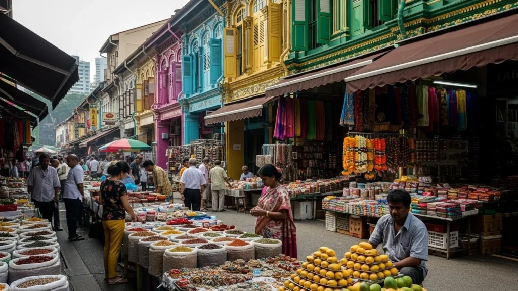 Vibrant street scene in Little India – cultural hidden gem of Singapore.