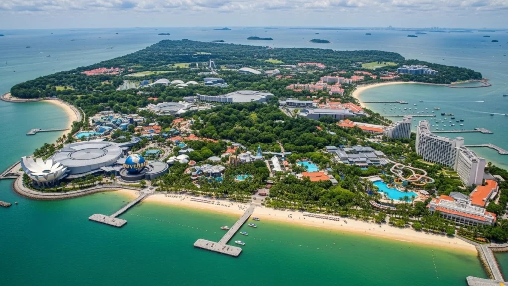 Sentosa Island with beaches, theme parks, and resorts, one of the best places to visit in Singapore
